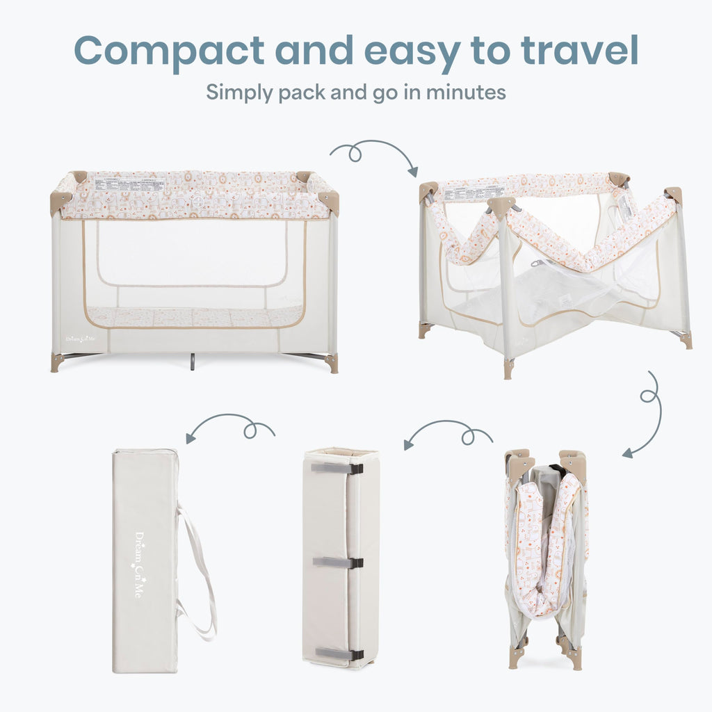 Dream On Me Zodiak Baby Playard, Breathable Mesh Sides, Soft Comfortable Mattress, Quick & Easy to Fold with Travel Carry Bag, Compact Space Saving Design - Cool Grey