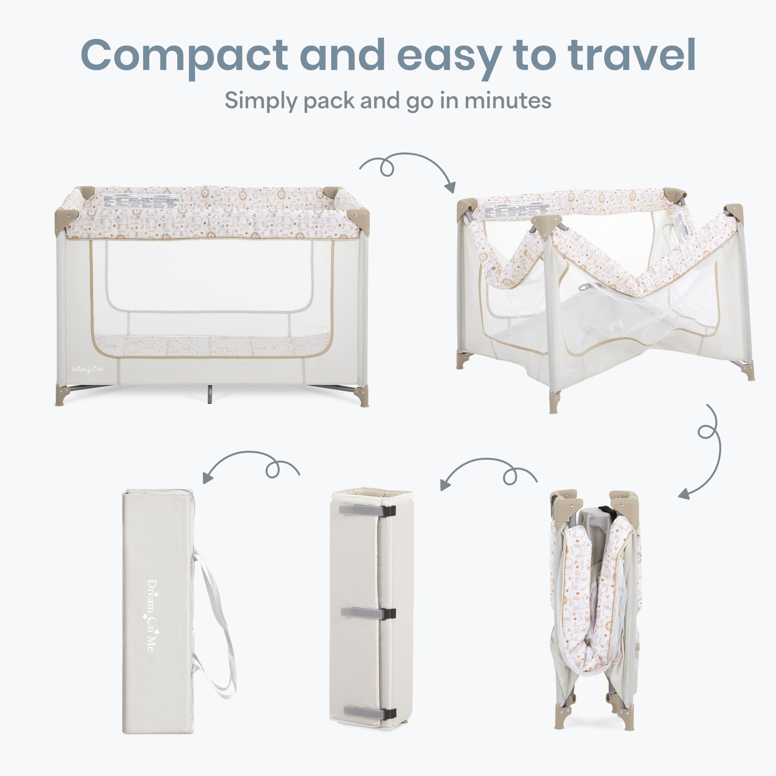 Dream On Me Zodiak Baby Playard, Breathable Mesh Sides, Soft Comfortable Mattress, Quick & Easy to Fold with Travel Carry Bag, Compact Space Saving Design - Cool Grey