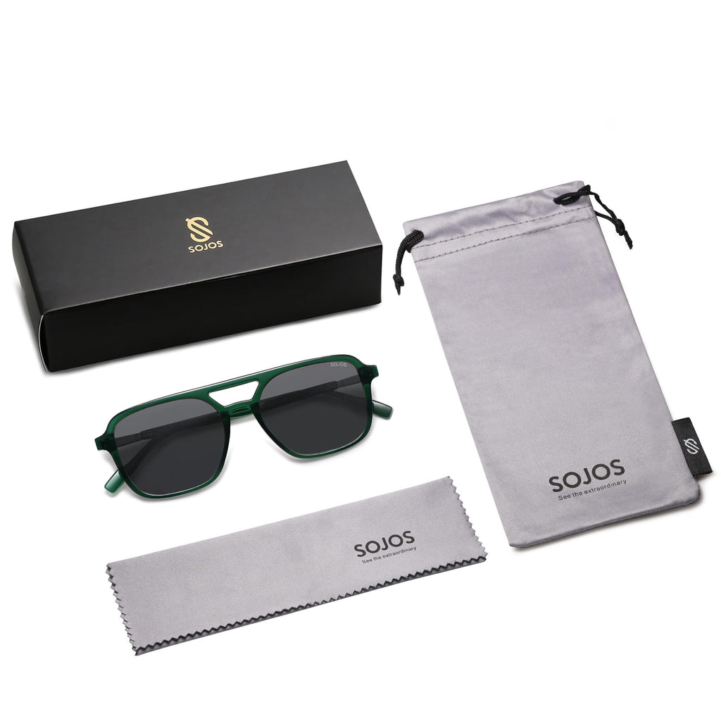 SOJOS Retro Aviator Sunglasses for Women Men,Trendy Rectangle Womens Mens Shades Sun Glasses SJ2202