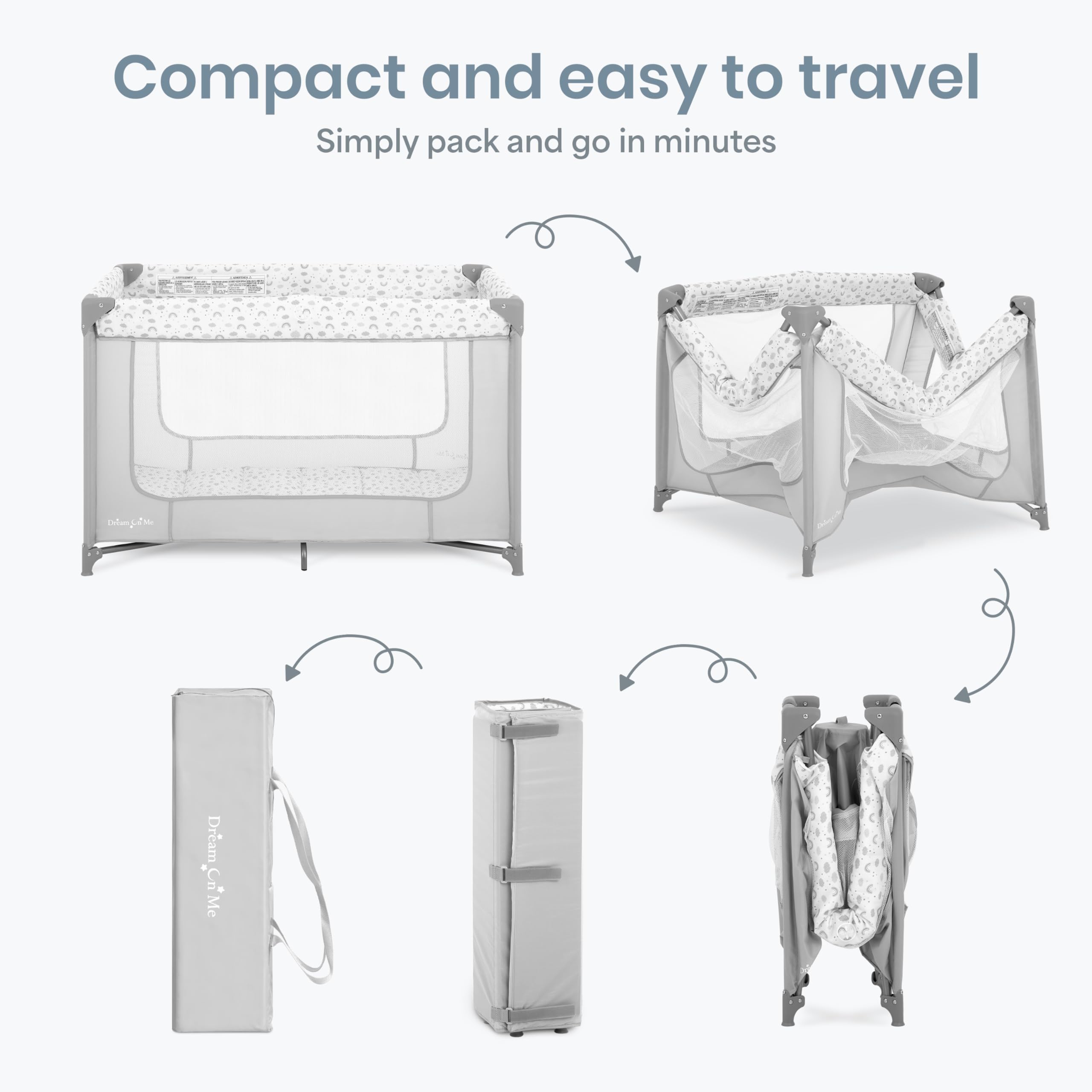 Dream On Me Zodiak Baby Playard, Breathable Mesh Sides, Soft Comfortable Mattress, Quick & Easy to Fold with Travel Carry Bag, Compact Space Saving Design - Cool Grey