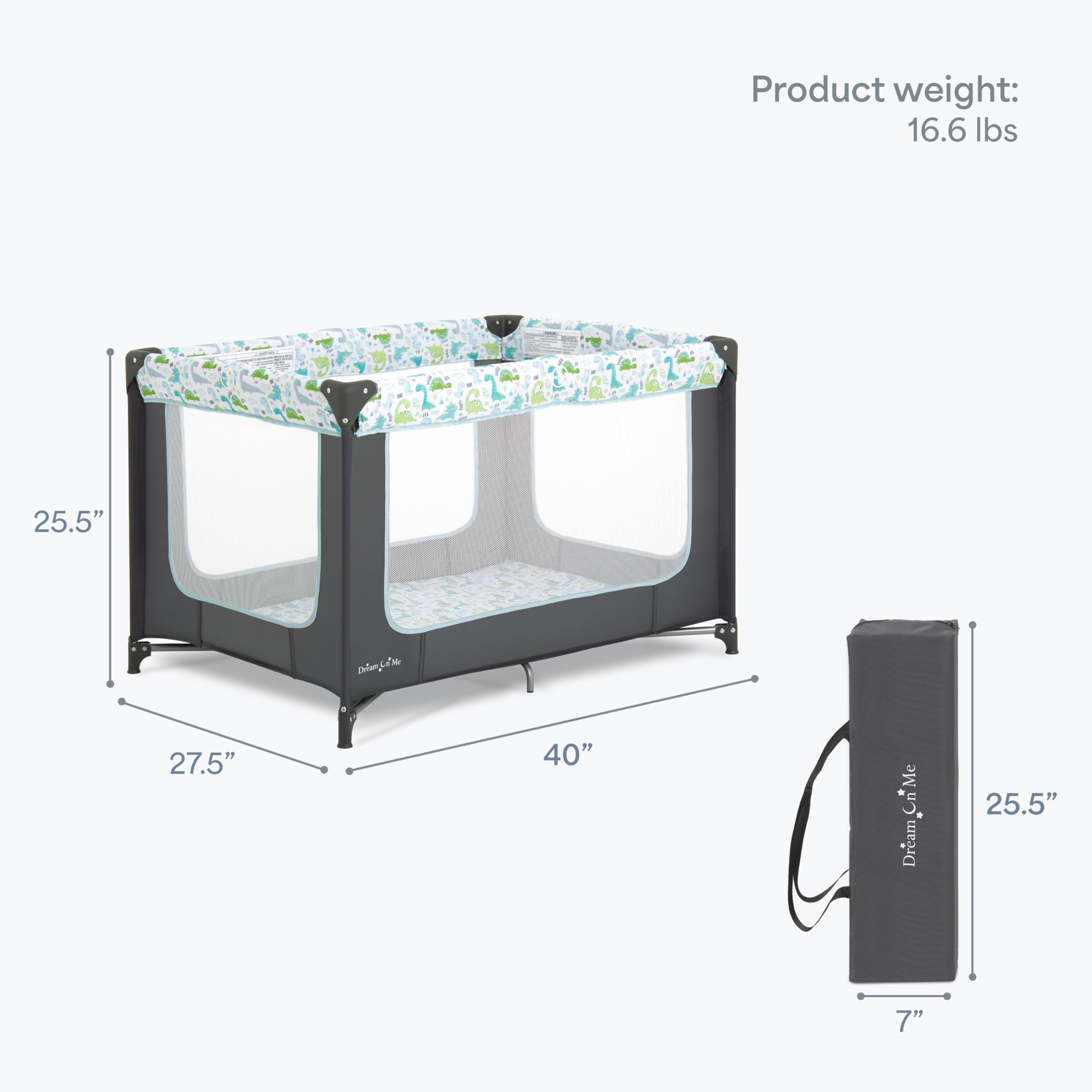 Dream On Me Zodiak Baby Playard, Breathable Mesh Sides, Soft Comfortable Mattress, Quick & Easy to Fold with Travel Carry Bag, Compact Space Saving Design - Cool Grey