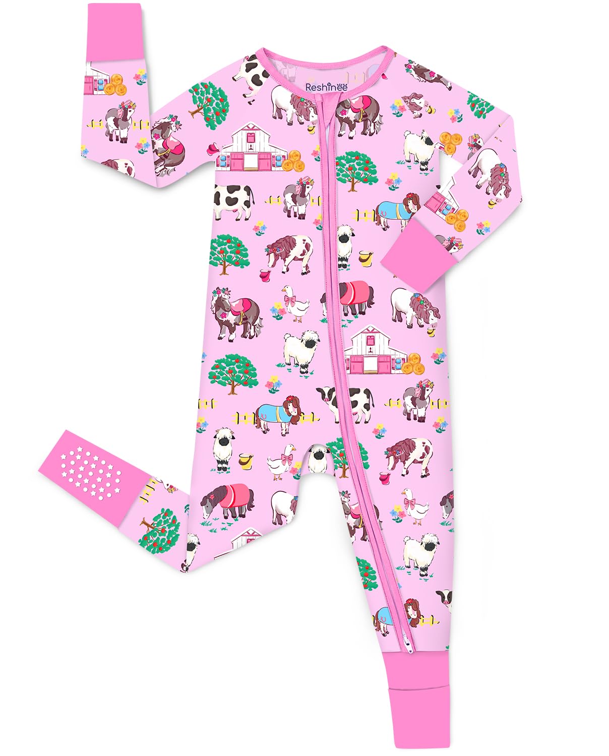 babee Reshinee Bamboo Viscose Baby Footie Pajama, Zipper Pajamas for Baby Boys & Baby Girls 0-24M
