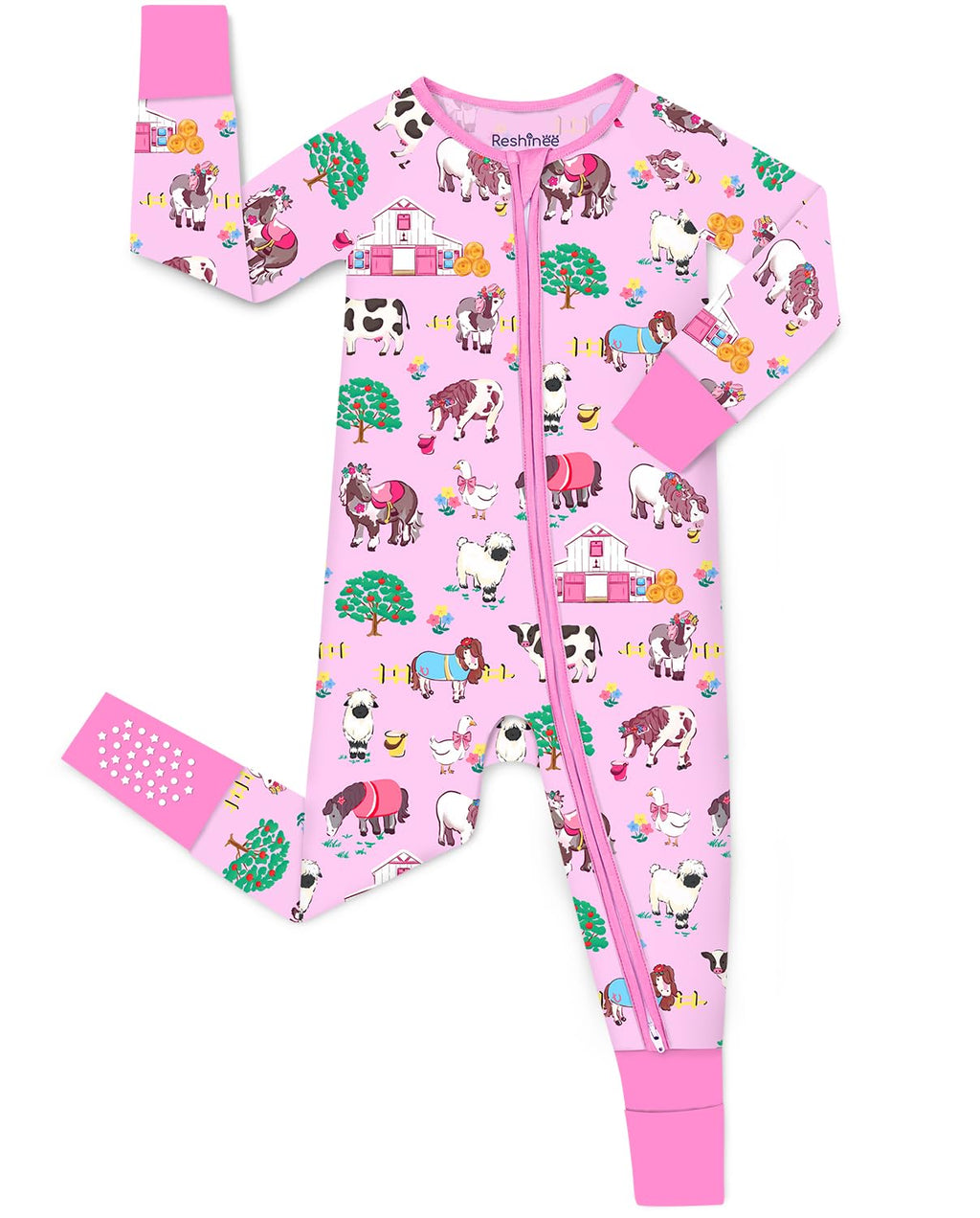 babee Reshinee Bamboo Viscose Baby Footie Pajama, Zipper Pajamas for Baby Boys & Baby Girls 0-24M