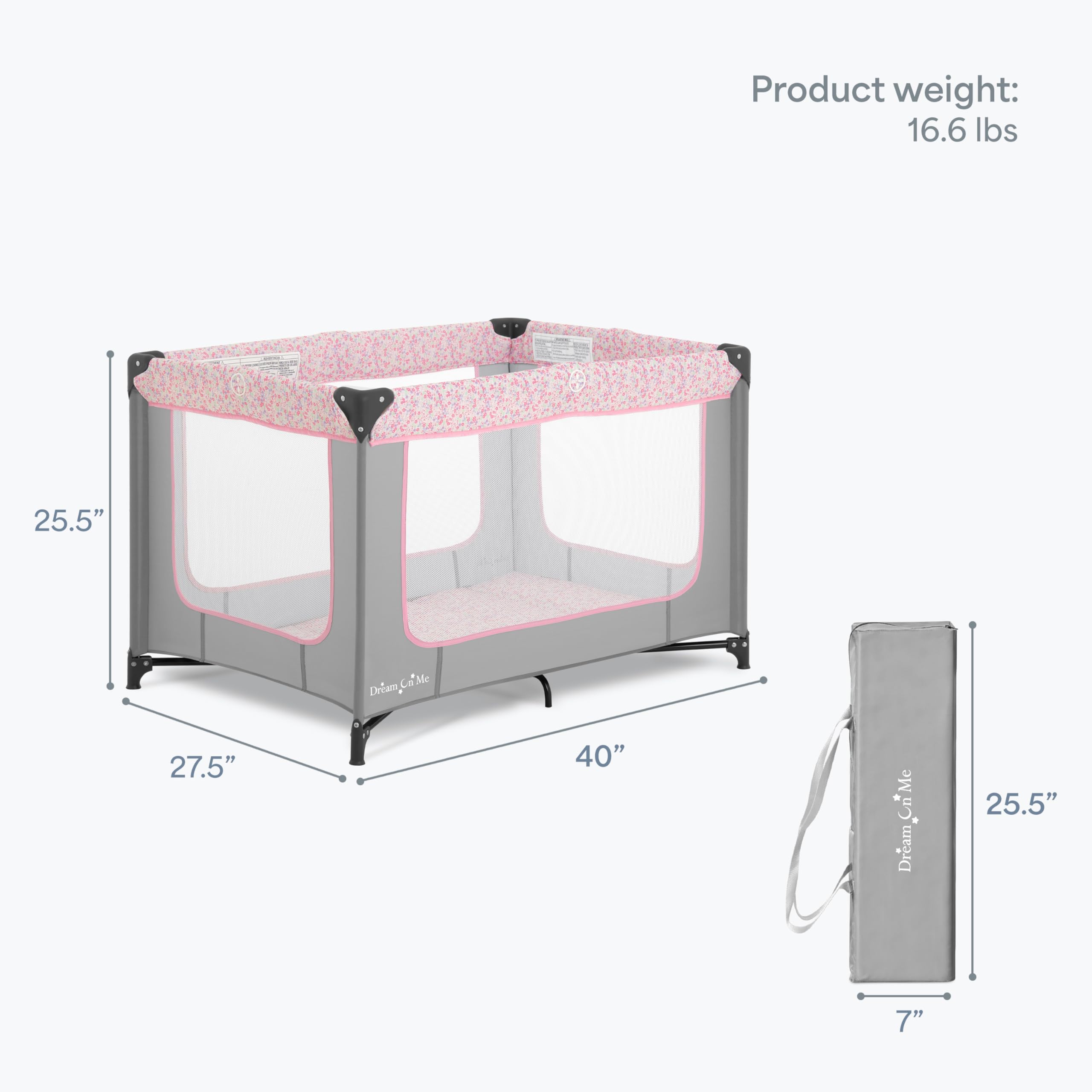 Dream On Me Zodiak Baby Playard, Breathable Mesh Sides, Soft Comfortable Mattress, Quick & Easy to Fold with Travel Carry Bag, Compact Space Saving Design - Cool Grey