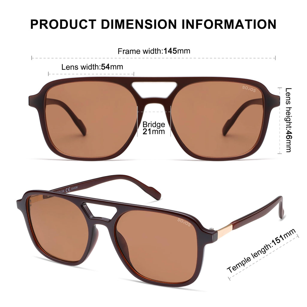 SOJOS Retro Aviator Sunglasses for Women Men,Trendy Rectangle Womens Mens Shades Sun Glasses SJ2202