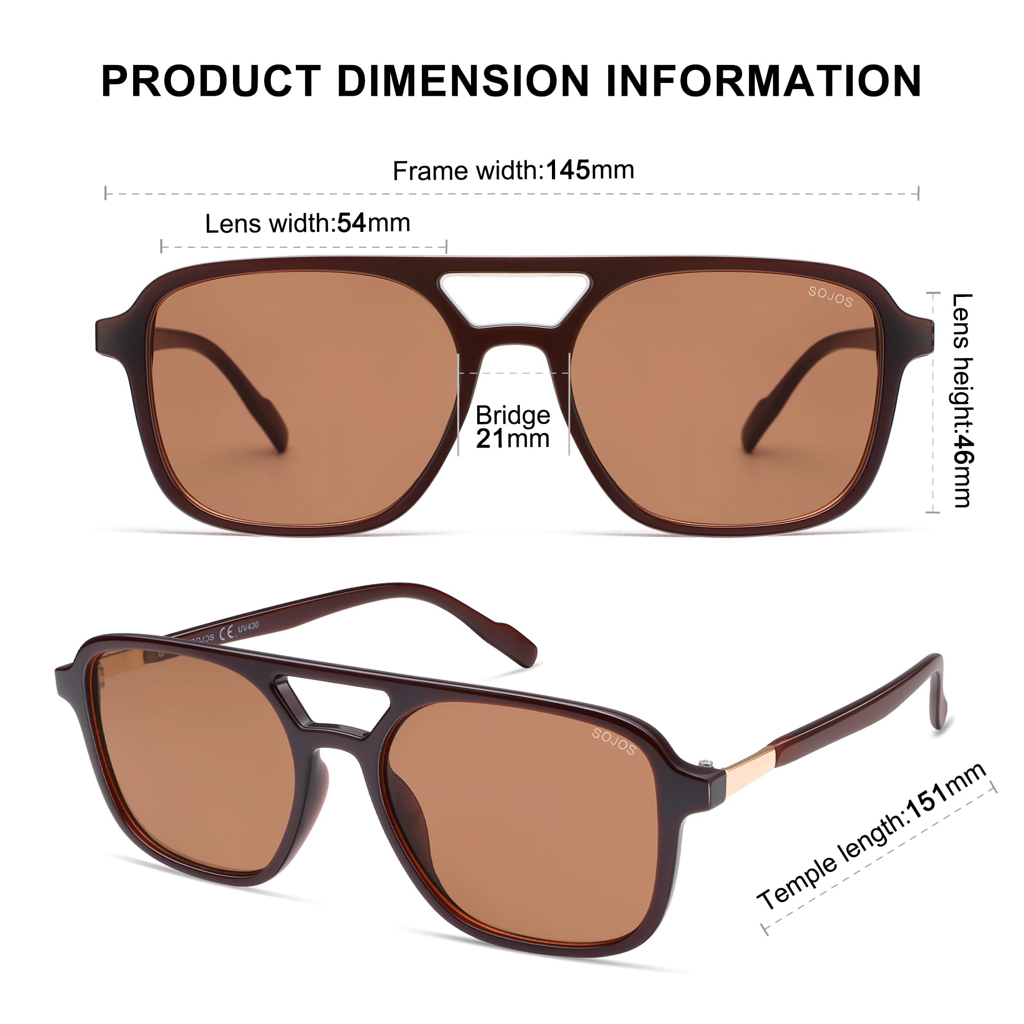SOJOS Retro Aviator Sunglasses for Women Men,Trendy Rectangle Womens Mens Shades Sun Glasses SJ2202