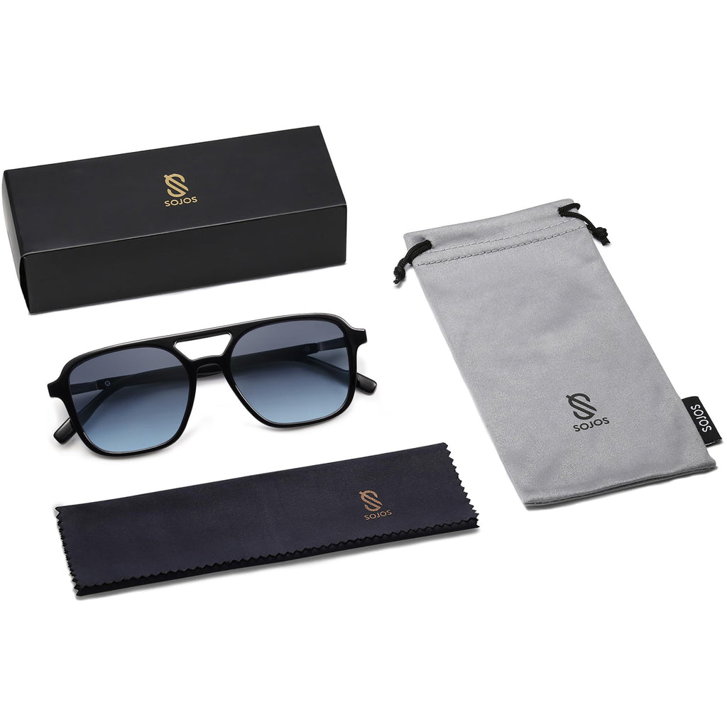 SOJOS Retro Aviator Sunglasses for Women Men,Trendy Rectangle Womens Mens Shades Sun Glasses SJ2202