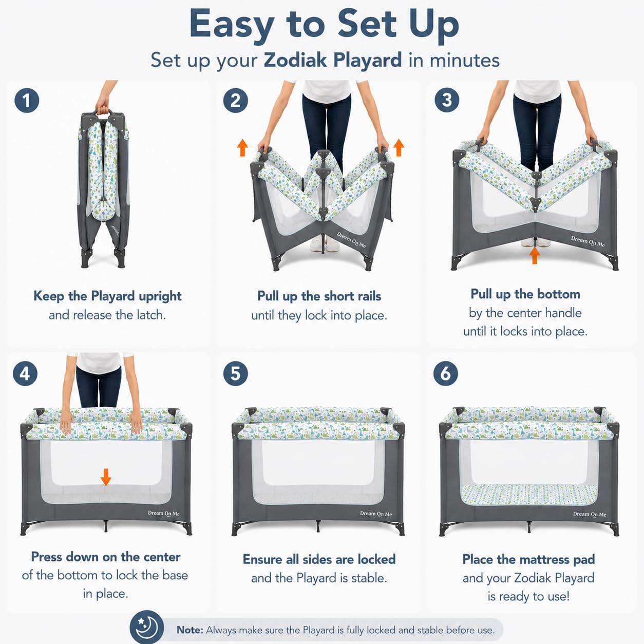 Dream On Me Zodiak Baby Playard, Breathable Mesh Sides, Soft Comfortable Mattress, Quick & Easy to Fold with Travel Carry Bag, Compact Space Saving Design - Cool Grey