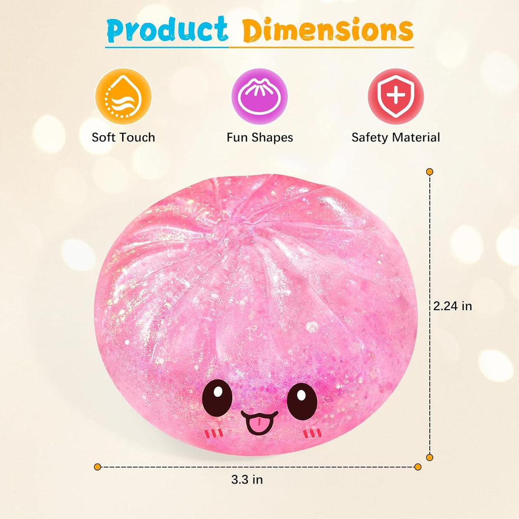 Sugar Dumpling Squishy,Viral Bao Bun Squishy Dumling Mystery Box,Stress Relief Fidget Squeeze Toy for Holiday & Birthday Gifts (Pink)