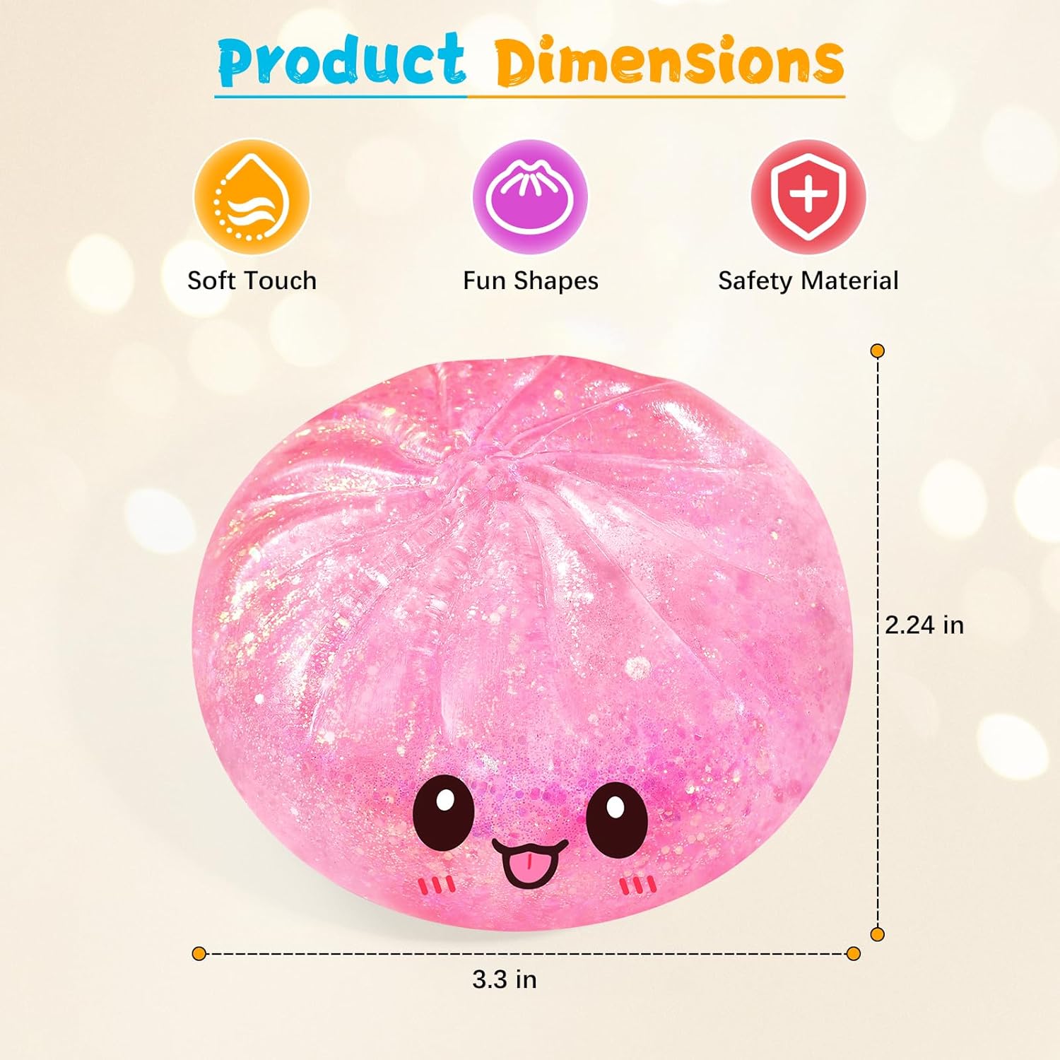 Sugar Dumpling Squishy,Viral Bao Bun Squishy Dumling Mystery Box,Stress Relief Fidget Squeeze Toy for Holiday & Birthday Gifts (Pink)
