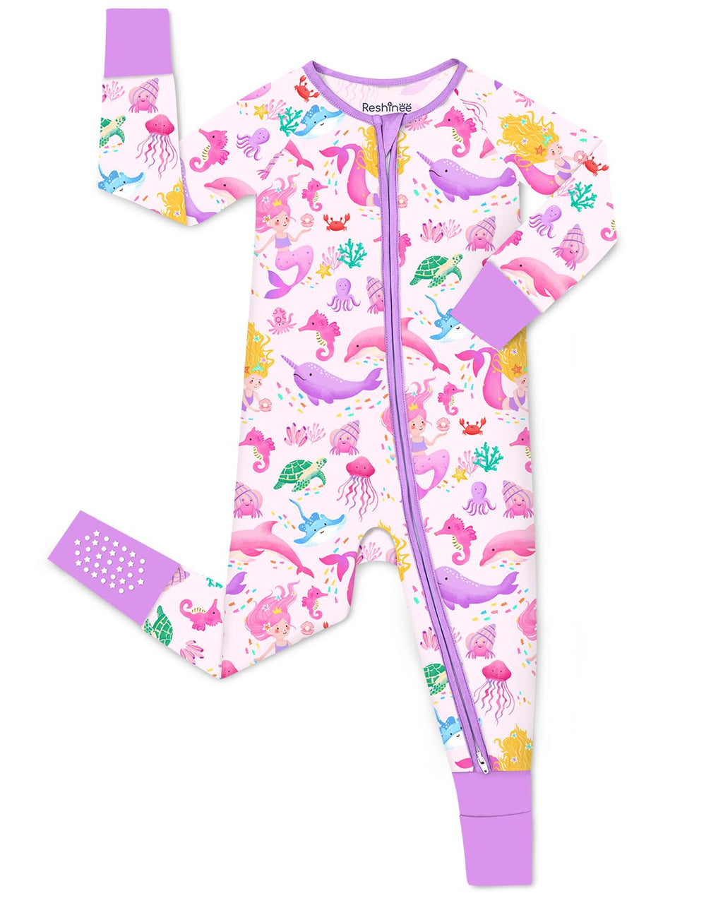 babee Reshinee Bamboo Viscose Baby Footie Pajama, Zipper Pajamas for Baby Boys & Baby Girls 0-24M