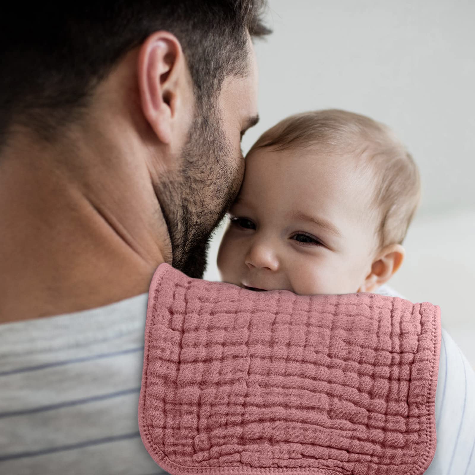 Looxii Muslin Burp Cloths Baby Girl 6 Pack - 20" x 10" - Ultra Soft & Absorbent, 6-Layer 100% Cotton for Spit Up & Drool- Gentle Baby Burping Cloth, Newborn Essentials Shower Gift Girl, Gradient Pink