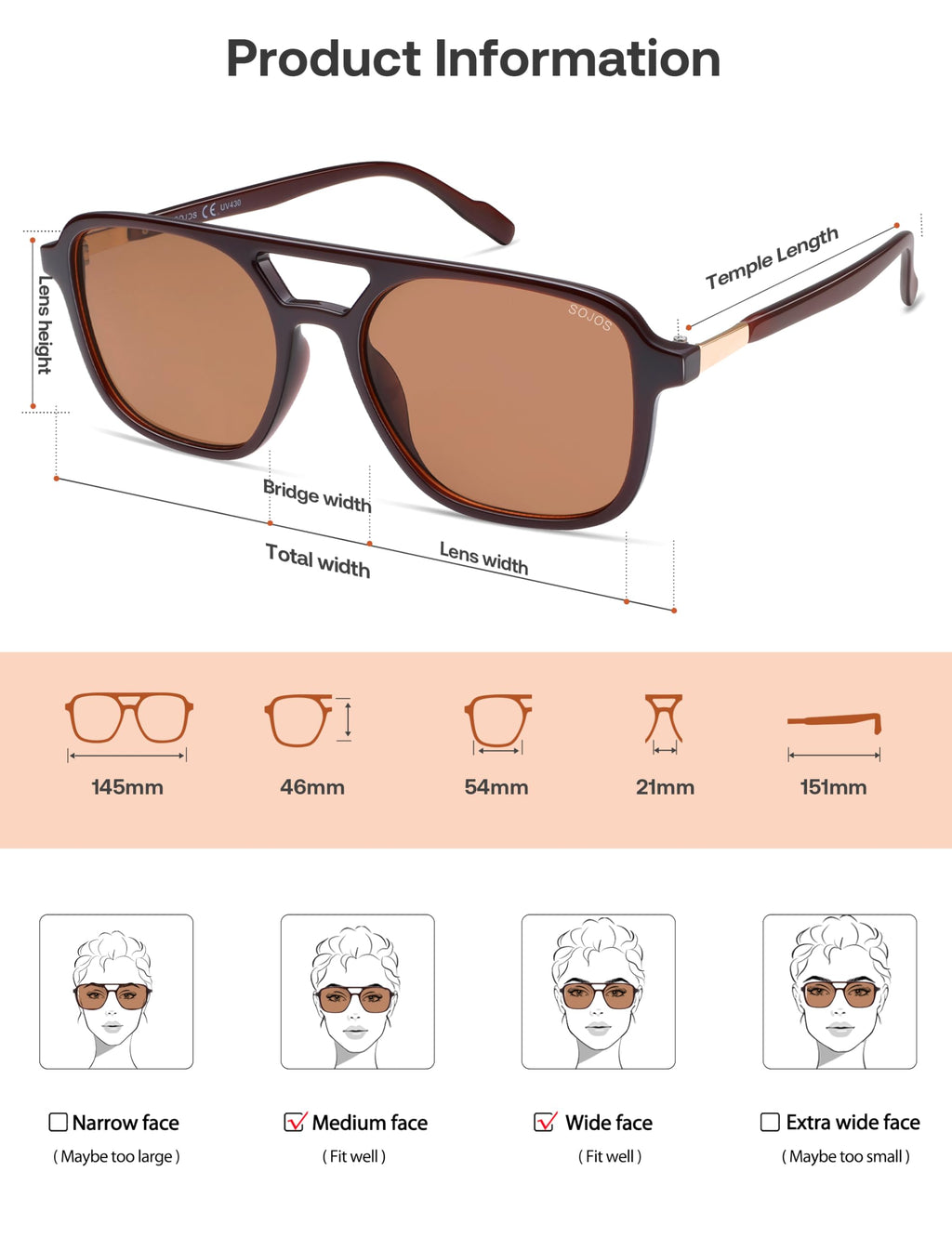 SOJOS Retro Aviator Sunglasses for Women Men,Trendy Rectangle Womens Mens Shades Sun Glasses SJ2202