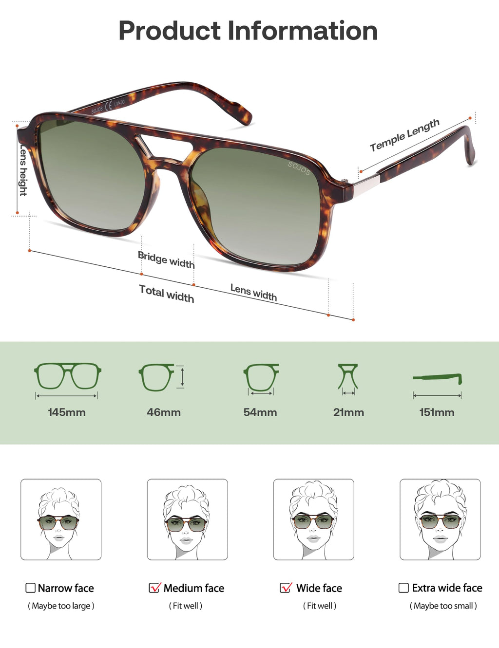 SOJOS Retro Aviator Sunglasses for Women Men,Trendy Rectangle Womens Mens Shades Sun Glasses SJ2202