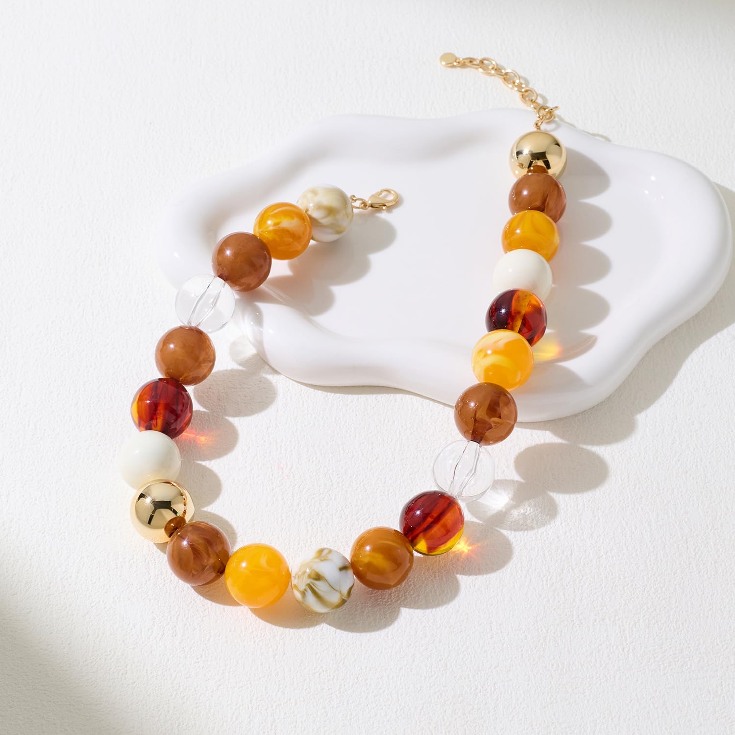 LILIE&WHITE Colorful Chunky Bead Necklaces For Women Trendy Boho Collar Statement Necklace Choker Summer Beach Jewelry Birthday Gift For Her