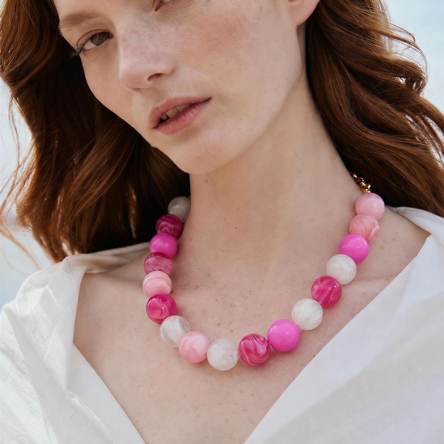 LILIE&WHITE Colorful Chunky Bead Necklaces For Women Trendy Boho Collar Statement Necklace Choker Summer Beach Jewelry Birthday Gift For Her