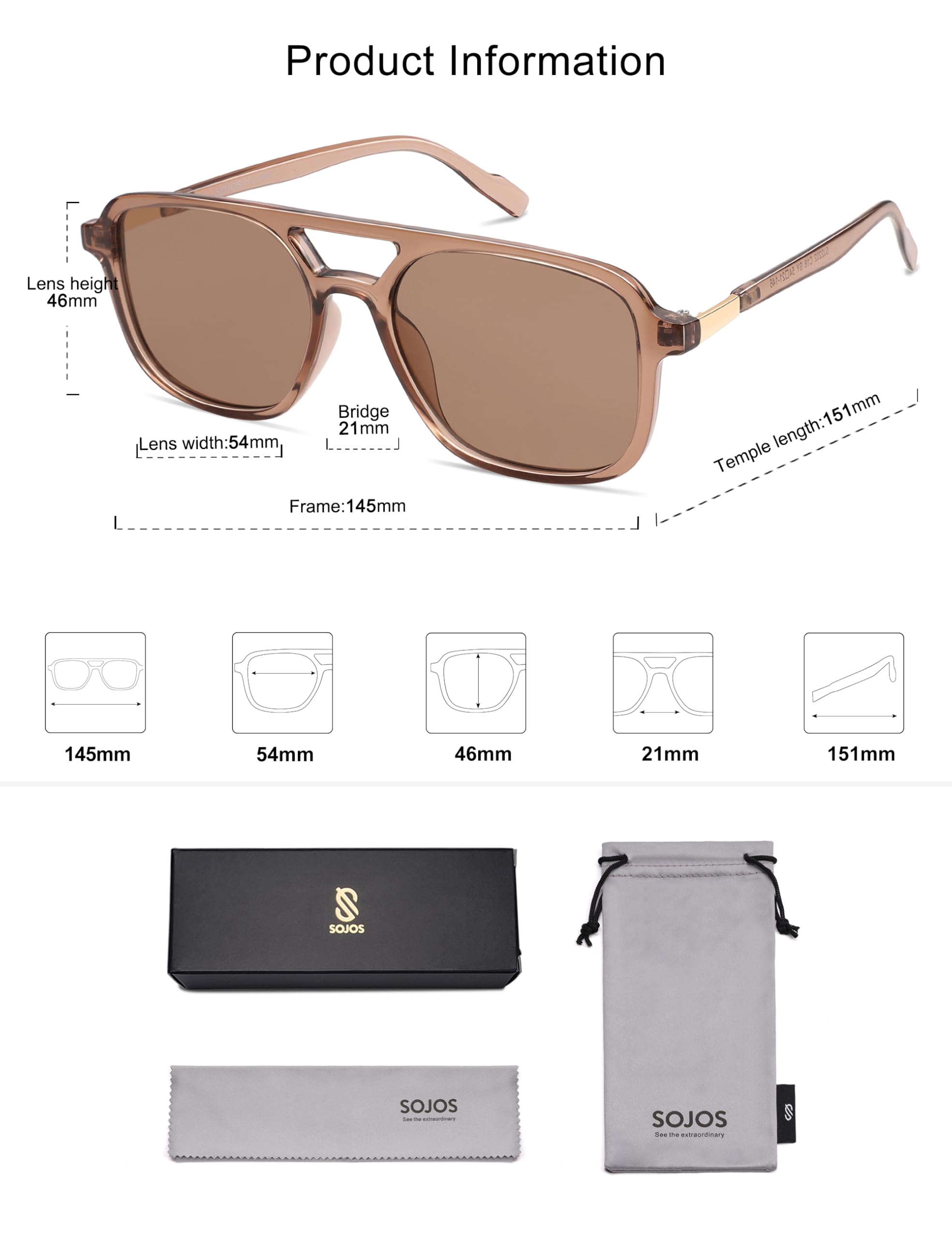SOJOS Retro Aviator Sunglasses for Women Men,Trendy Rectangle Womens Mens Shades Sun Glasses SJ2202