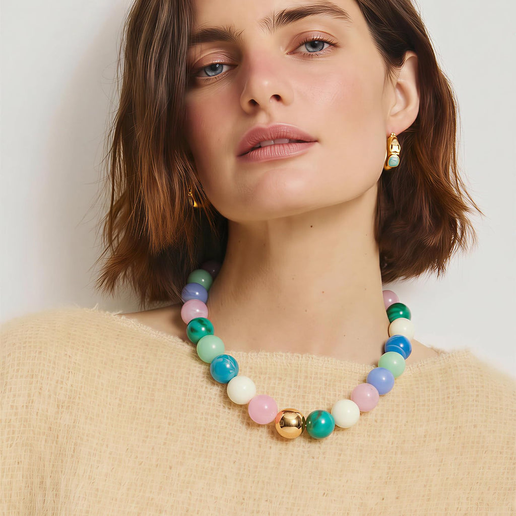 LILIE&WHITE Colorful Chunky Bead Necklaces For Women Trendy Boho Collar Statement Necklace Choker Summer Beach Jewelry Birthday Gift For Her