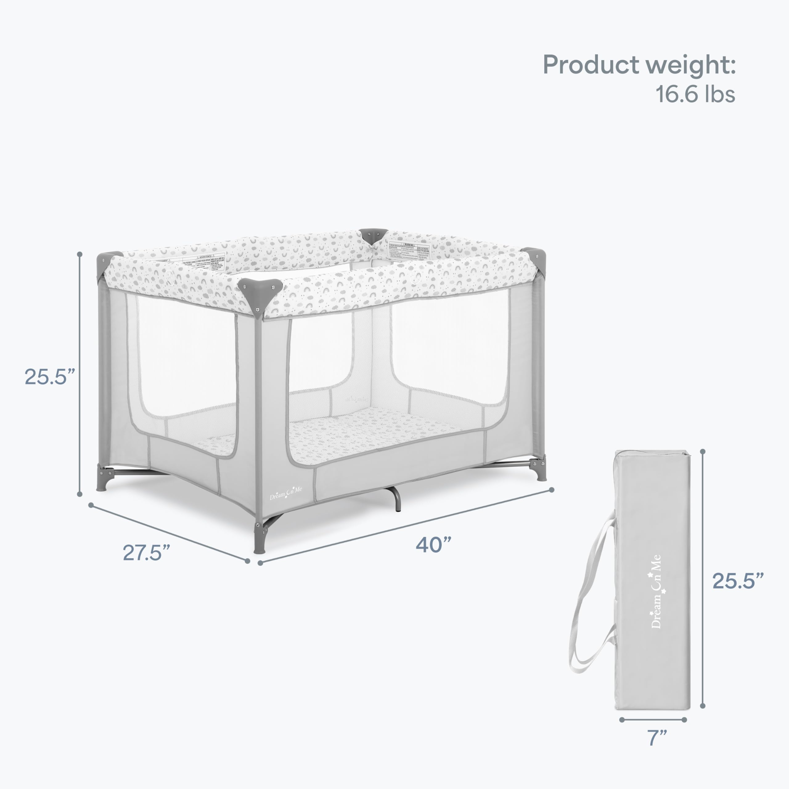 Dream On Me Zodiak Baby Playard, Breathable Mesh Sides, Soft Comfortable Mattress, Quick & Easy to Fold with Travel Carry Bag, Compact Space Saving Design - Cool Grey