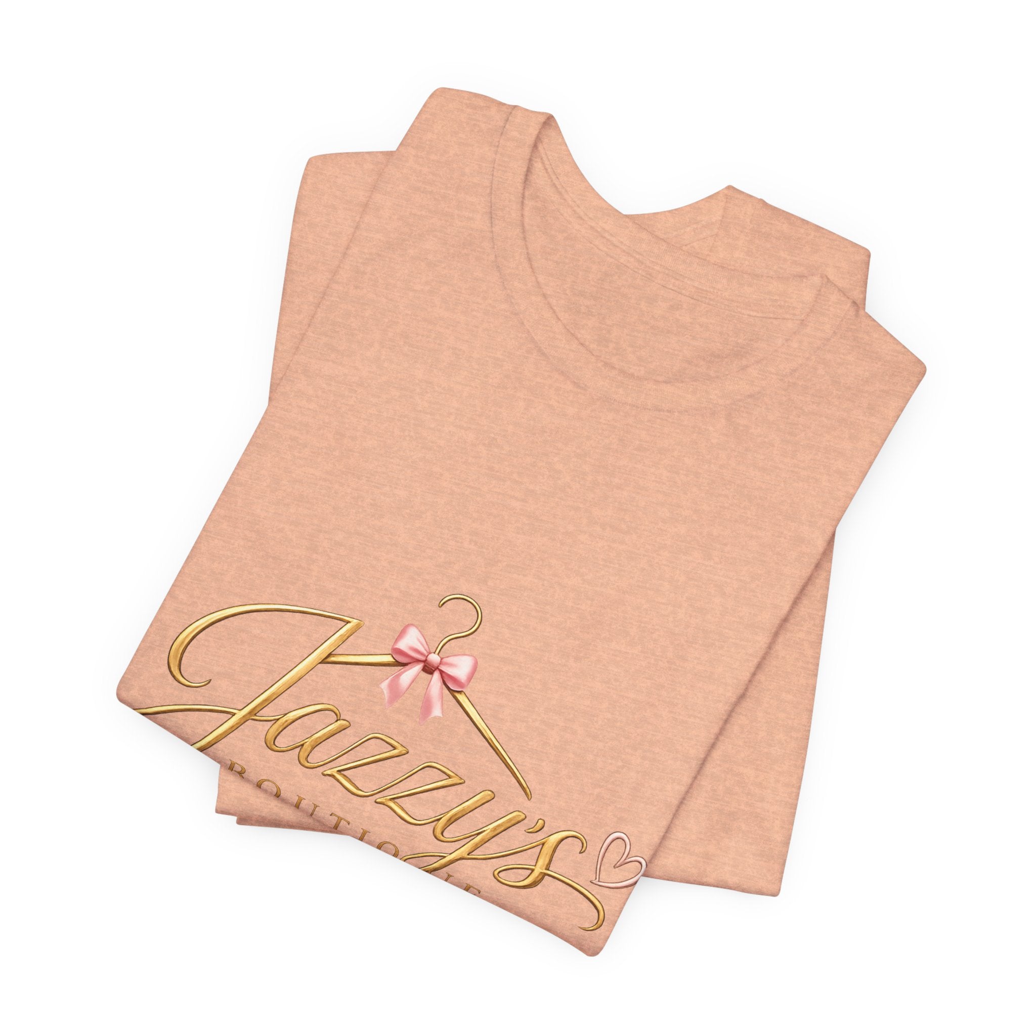 Boutique Logo Tee - "Jazzy's Boutique" Gold Script Women's Fashion T-Shirt