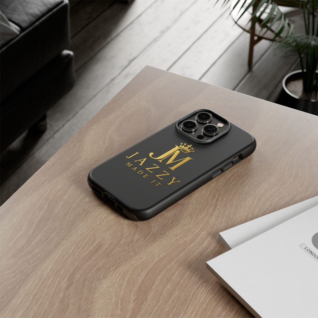 Phone Case — "Jazzy Made It" Black & Gold Tough Case