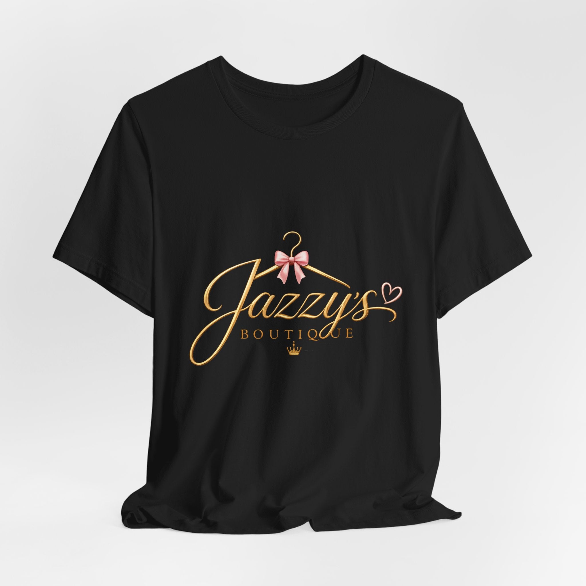 Boutique Logo Tee - "Jazzy's Boutique" Gold Script Women's Fashion T-Shirt