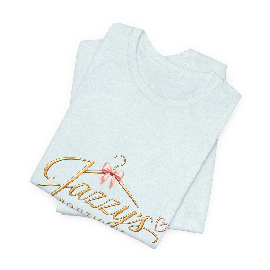 Boutique Logo Tee - "Jazzy's Boutique" Gold Script Women's Fashion T-Shirt