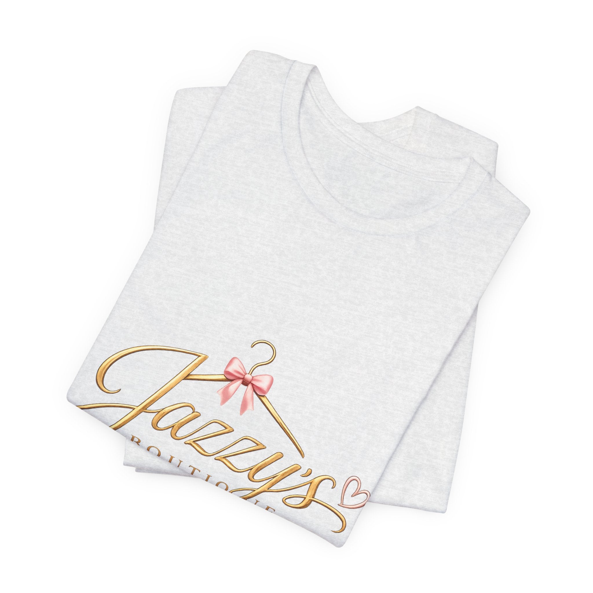 Boutique Logo Tee - "Jazzy's Boutique" Gold Script Women's Fashion T-Shirt