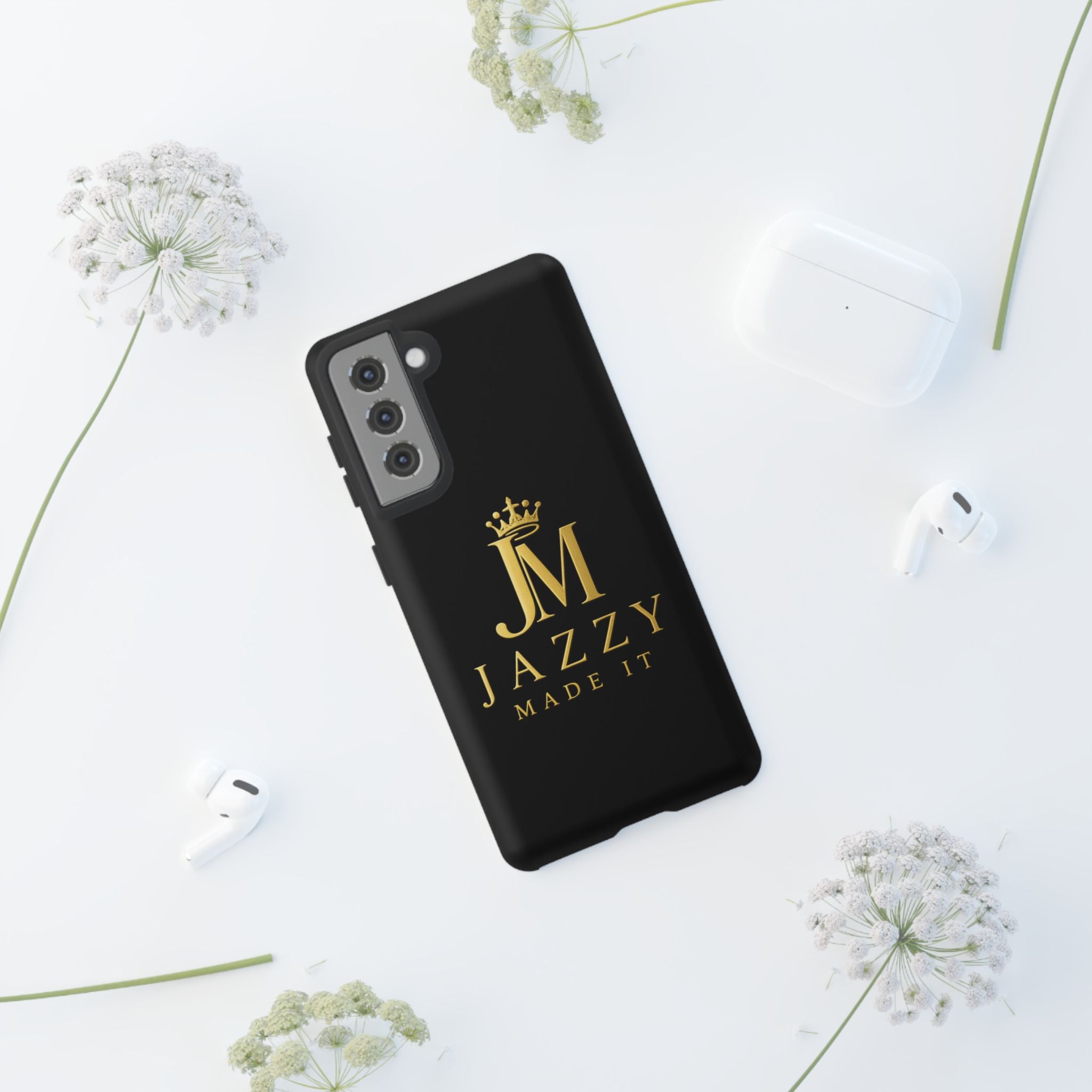 Phone Case — "Jazzy Made It" Black & Gold Tough Case