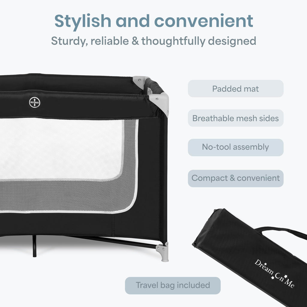 Dream On Me Zodiak Baby Playard, Breathable Mesh Sides, Soft Comfortable Mattress, Quick & Easy to Fold with Travel Carry Bag, Compact Space Saving Design - Cool Grey