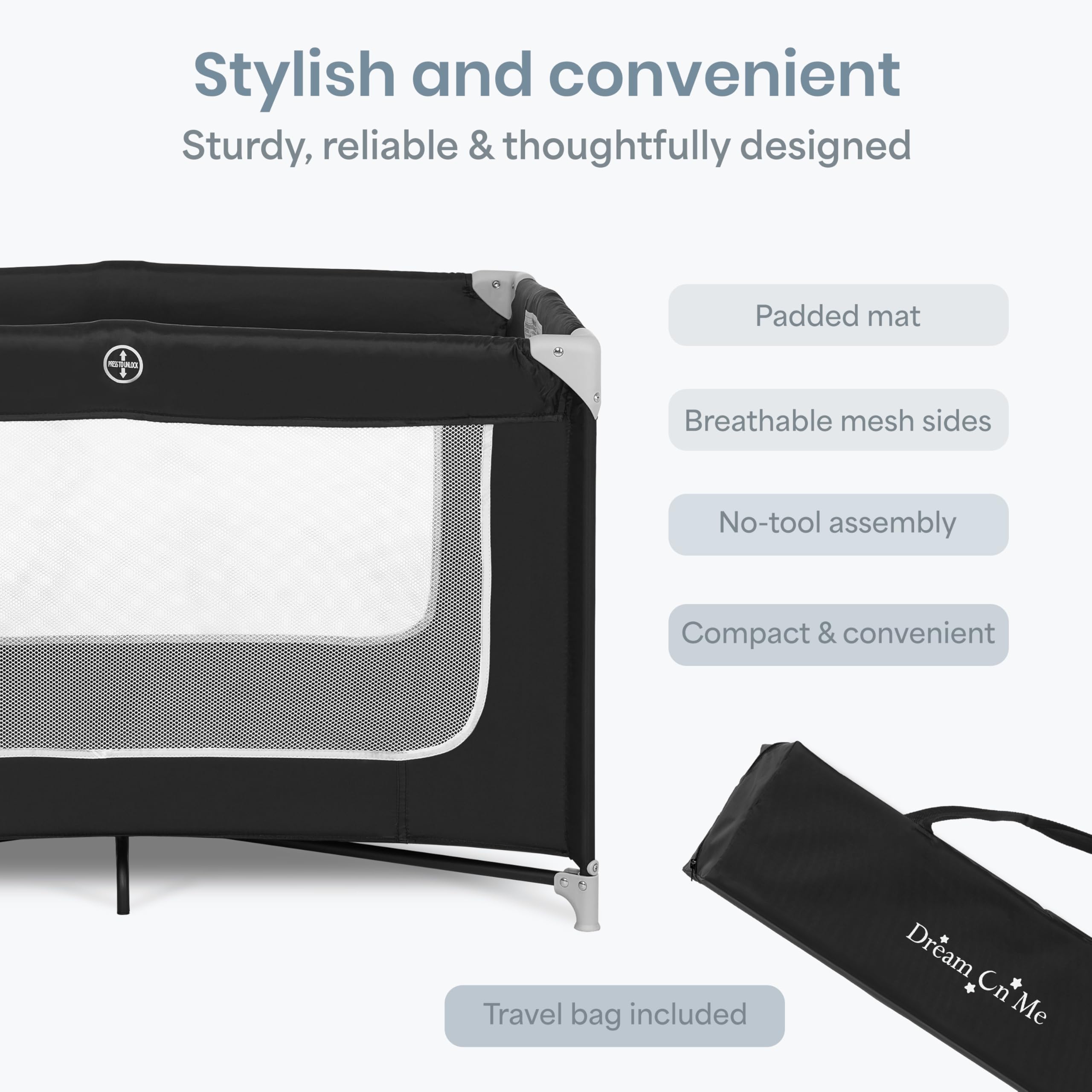 Dream On Me Zodiak Baby Playard, Breathable Mesh Sides, Soft Comfortable Mattress, Quick & Easy to Fold with Travel Carry Bag, Compact Space Saving Design - Cool Grey