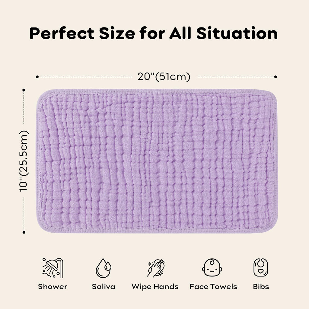 Looxii Muslin Burp Cloths Baby Girl 6 Pack - 20" x 10" - Ultra Soft & Absorbent, 6-Layer 100% Cotton for Spit Up & Drool- Gentle Baby Burping Cloth, Newborn Essentials Shower Gift Girl, Gradient Pink