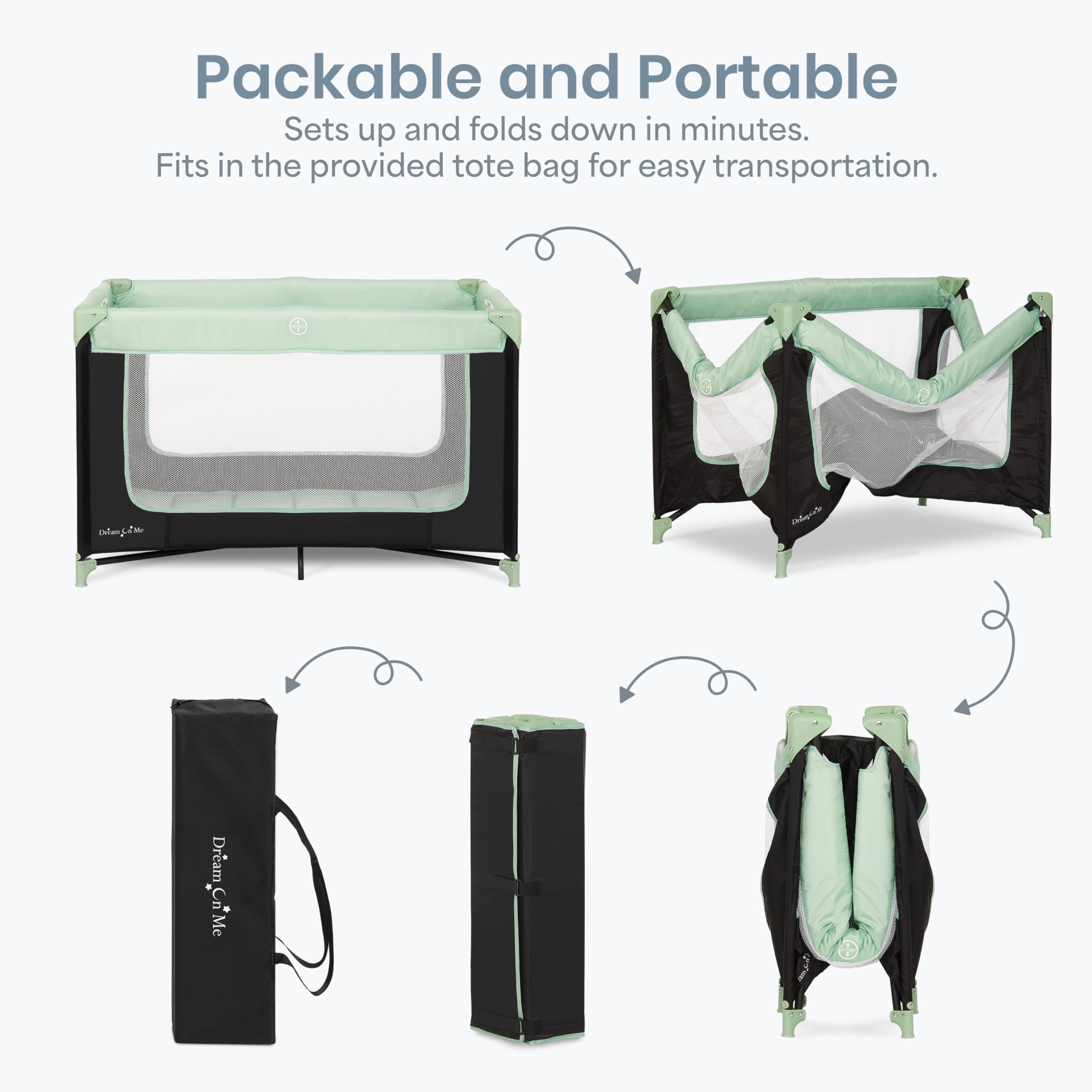 Dream On Me Zodiak Baby Playard, Breathable Mesh Sides, Soft Comfortable Mattress, Quick & Easy to Fold with Travel Carry Bag, Compact Space Saving Design - Cool Grey