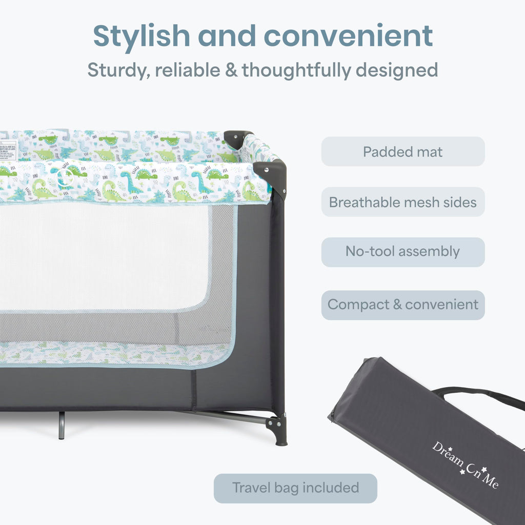 Dream On Me Zodiak Baby Playard, Breathable Mesh Sides, Soft Comfortable Mattress, Quick & Easy to Fold with Travel Carry Bag, Compact Space Saving Design - Cool Grey