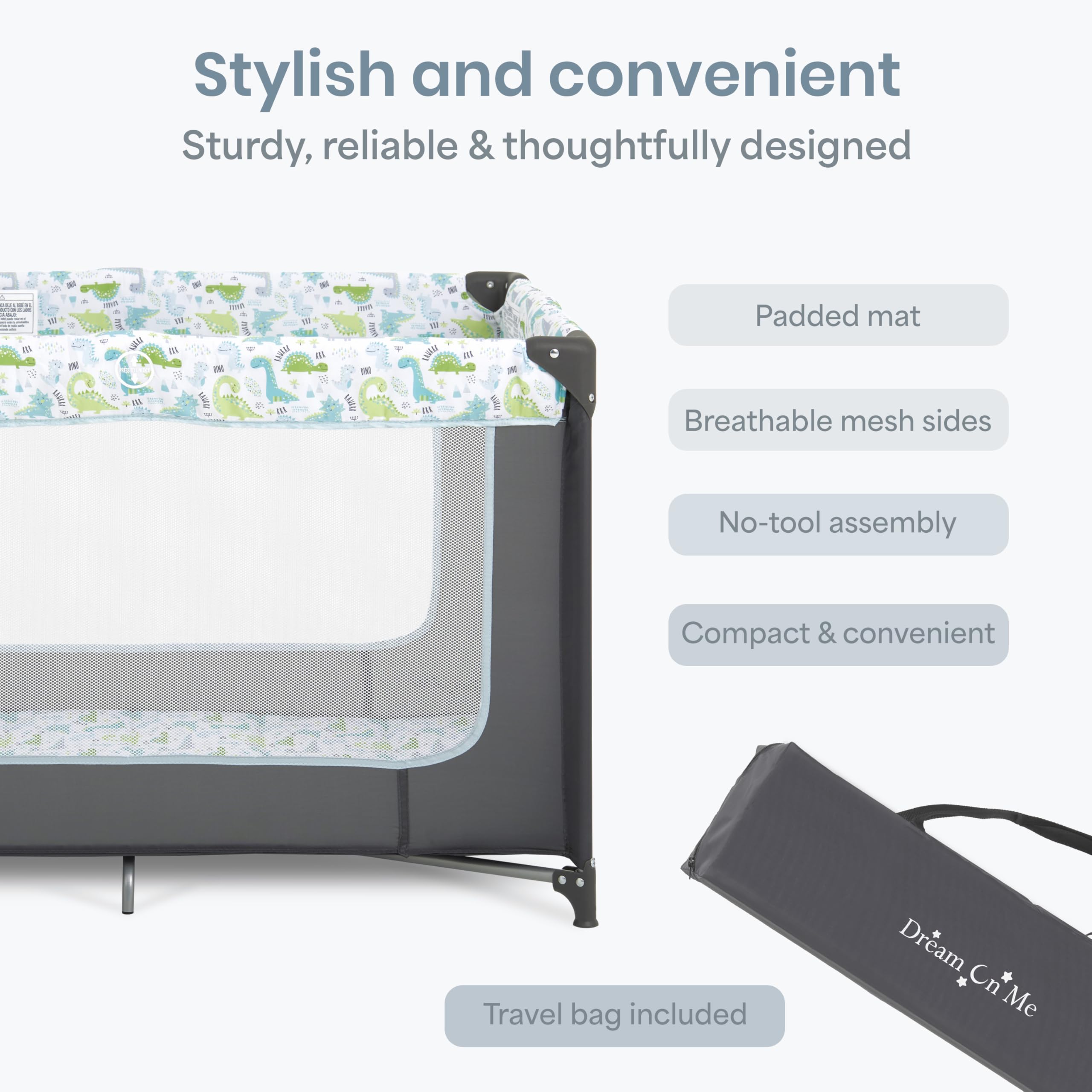 Dream On Me Zodiak Baby Playard, Breathable Mesh Sides, Soft Comfortable Mattress, Quick & Easy to Fold with Travel Carry Bag, Compact Space Saving Design - Cool Grey