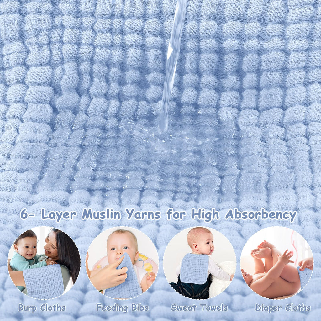Looxii Muslin Burp Cloths Baby Girl 6 Pack - 20" x 10" - Ultra Soft & Absorbent, 6-Layer 100% Cotton for Spit Up & Drool- Gentle Baby Burping Cloth, Newborn Essentials Shower Gift Girl, Gradient Pink