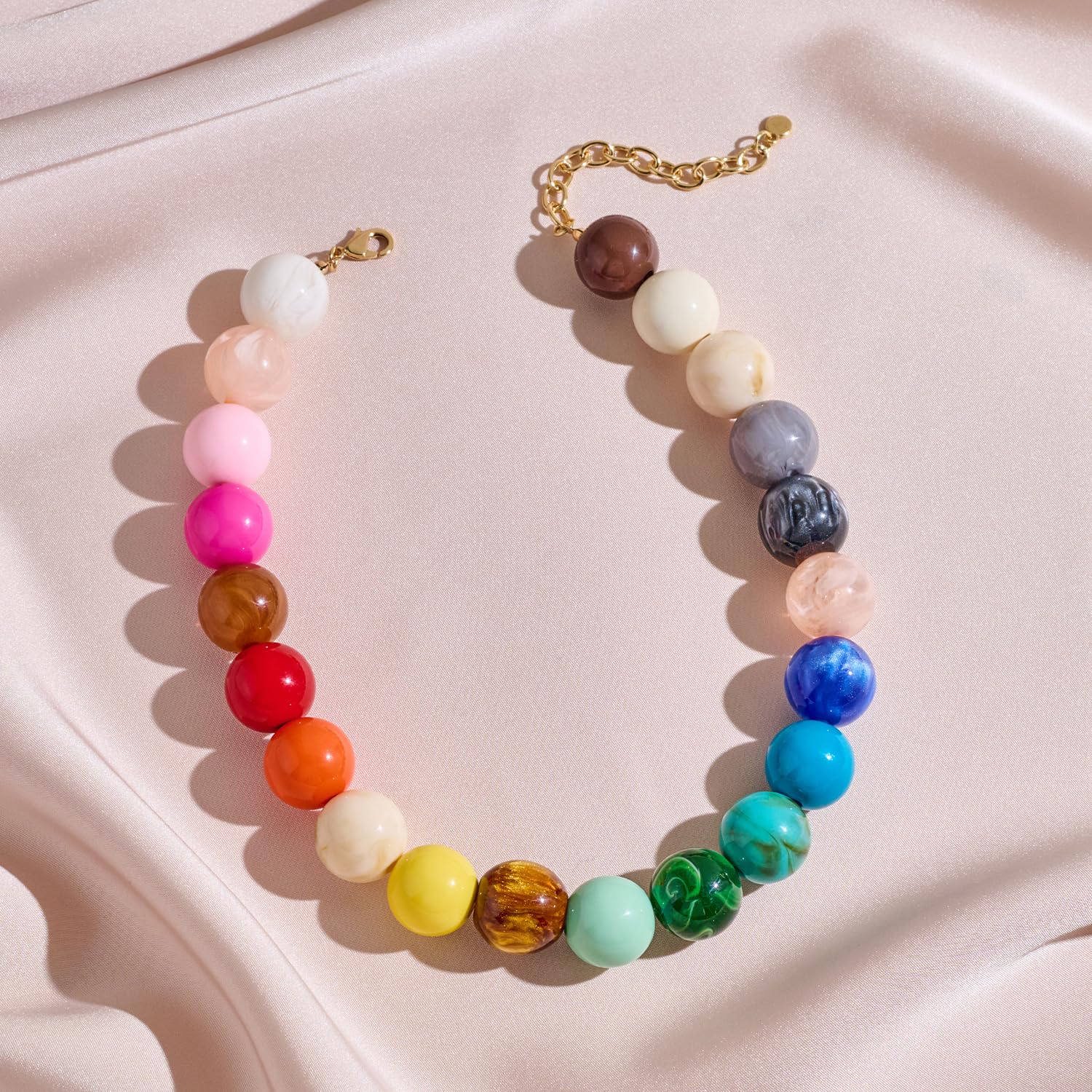 LILIE&WHITE Colorful Chunky Bead Necklaces For Women Trendy Boho Collar Statement Necklace Choker Summer Beach Jewelry Birthday Gift For Her