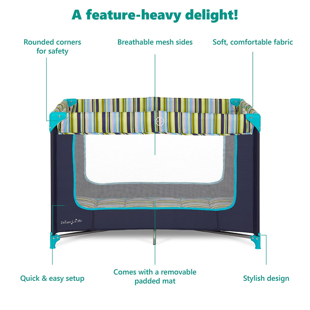 Dream On Me Zodiak Baby Playard, Breathable Mesh Sides, Soft Comfortable Mattress, Quick & Easy to Fold with Travel Carry Bag, Compact Space Saving Design - Cool Grey