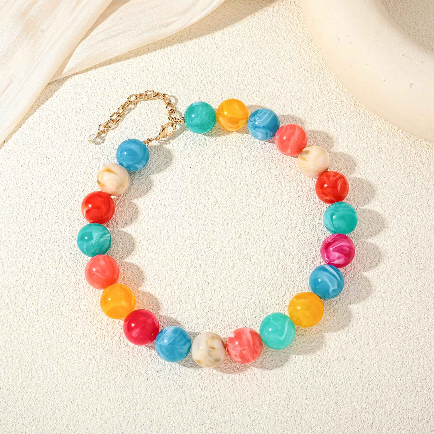 LILIE&WHITE Colorful Chunky Bead Necklaces For Women Trendy Boho Collar Statement Necklace Choker Summer Beach Jewelry Birthday Gift For Her