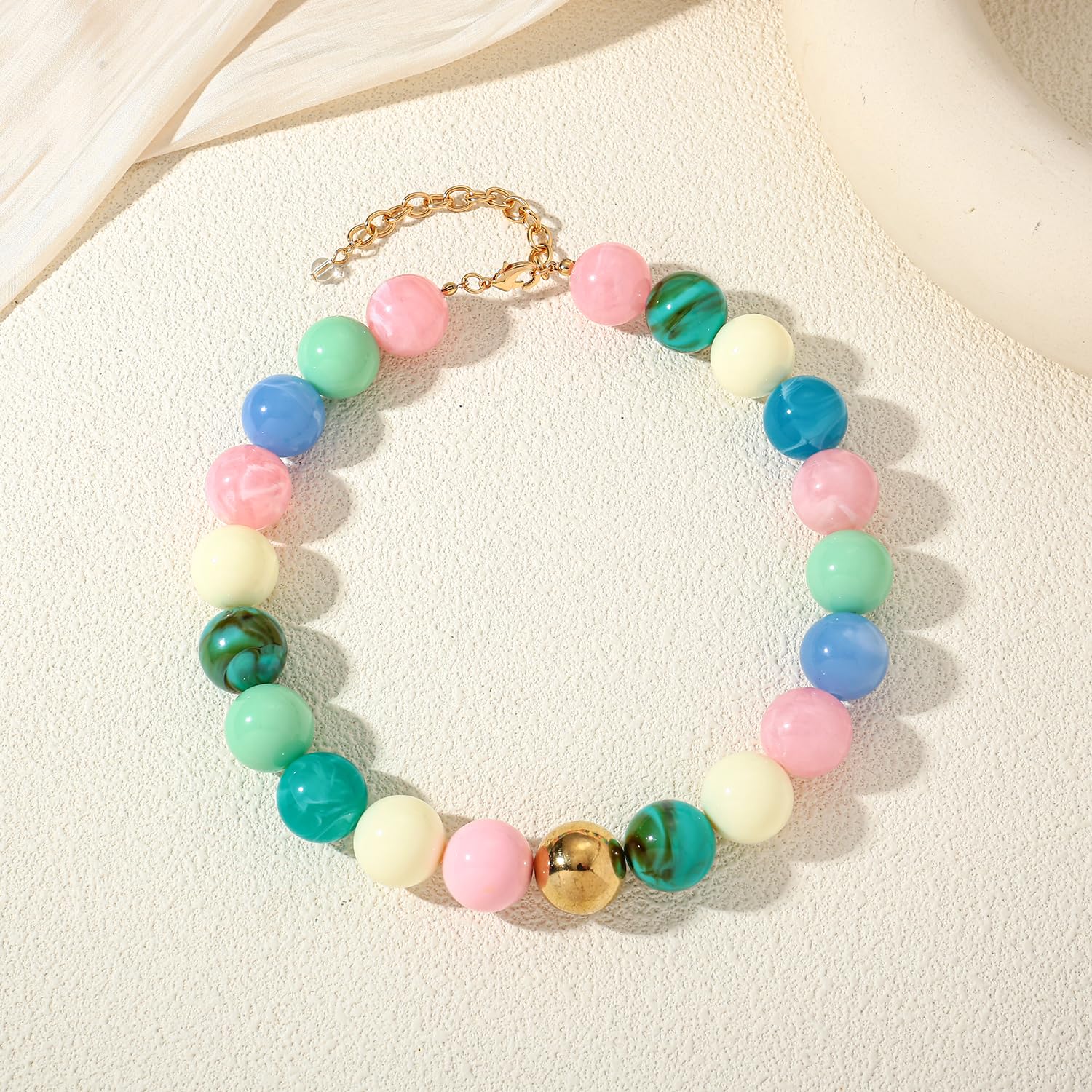 LILIE&WHITE Colorful Chunky Bead Necklaces For Women Trendy Boho Collar Statement Necklace Choker Summer Beach Jewelry Birthday Gift For Her