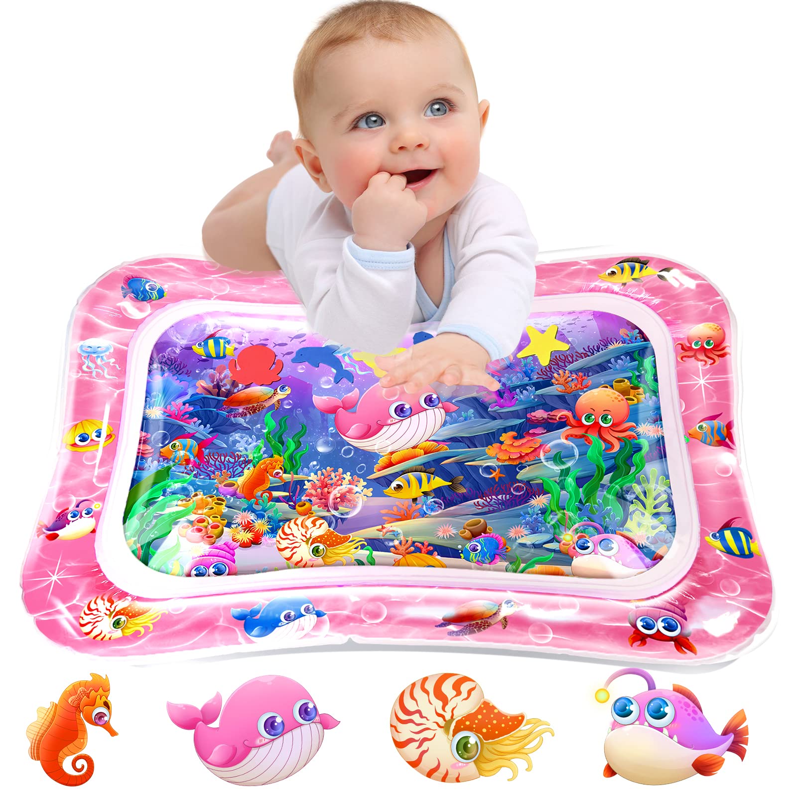Infinno Inflatable Tummy Time Mat Premium Baby Water Play Mat for Infants and Toddlers Baby Toys for 3 to 24 Months, Strengthen Your Baby's Muscles, Portable