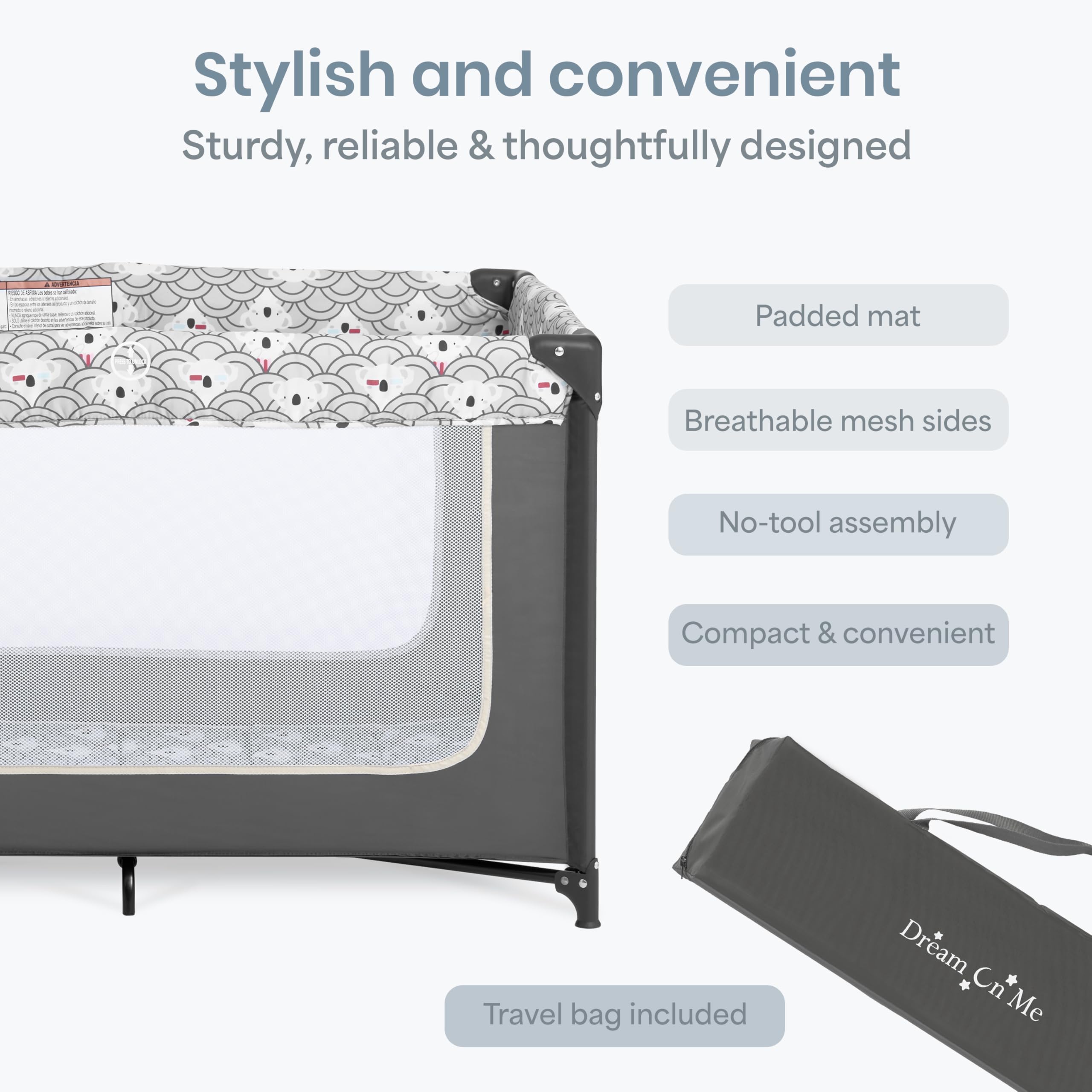Dream On Me Zodiak Baby Playard, Breathable Mesh Sides, Soft Comfortable Mattress, Quick & Easy to Fold with Travel Carry Bag, Compact Space Saving Design - Cool Grey