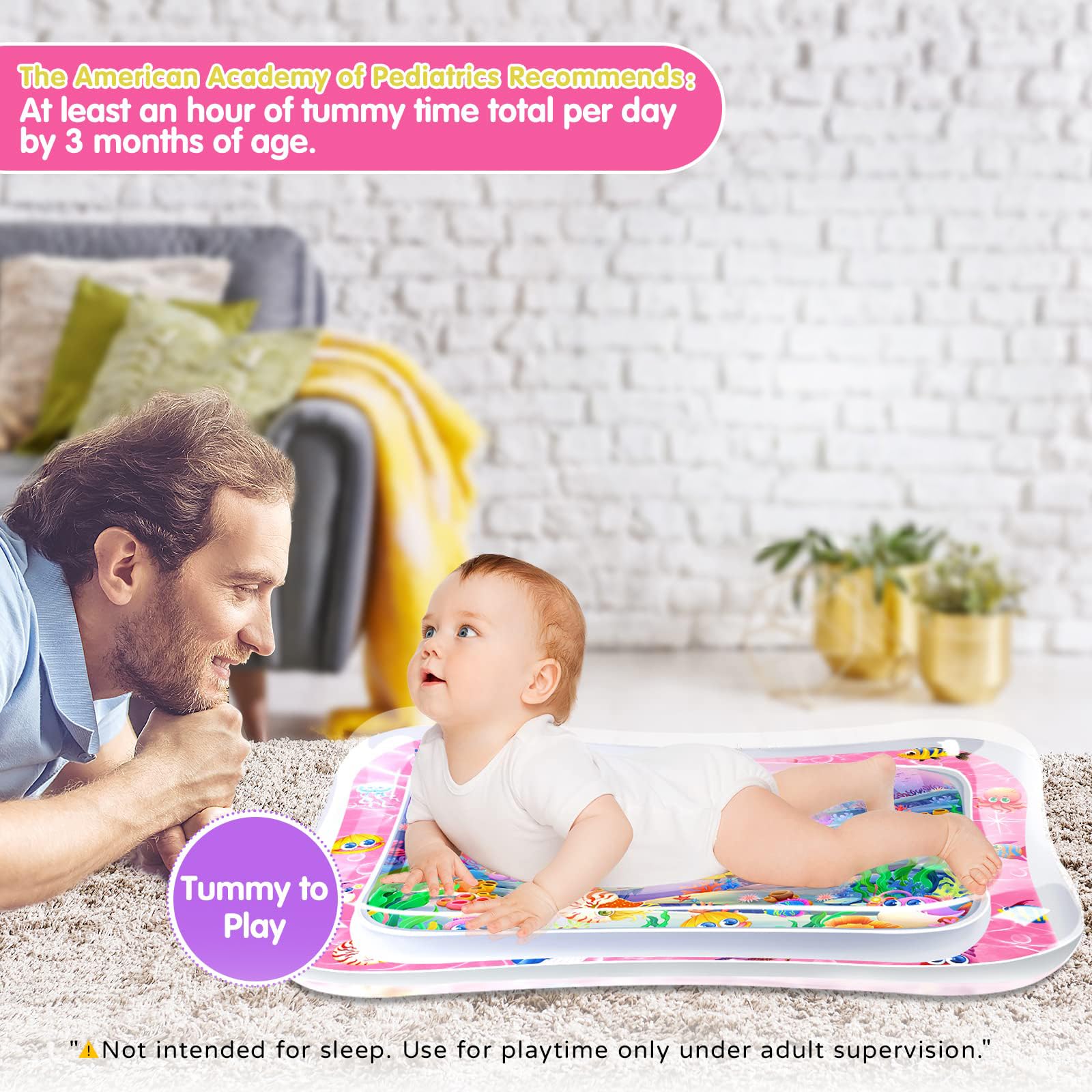 Infinno Inflatable Tummy Time Mat Premium Baby Water Play Mat for Infants and Toddlers Baby Toys for 3 to 24 Months, Strengthen Your Baby's Muscles, Portable