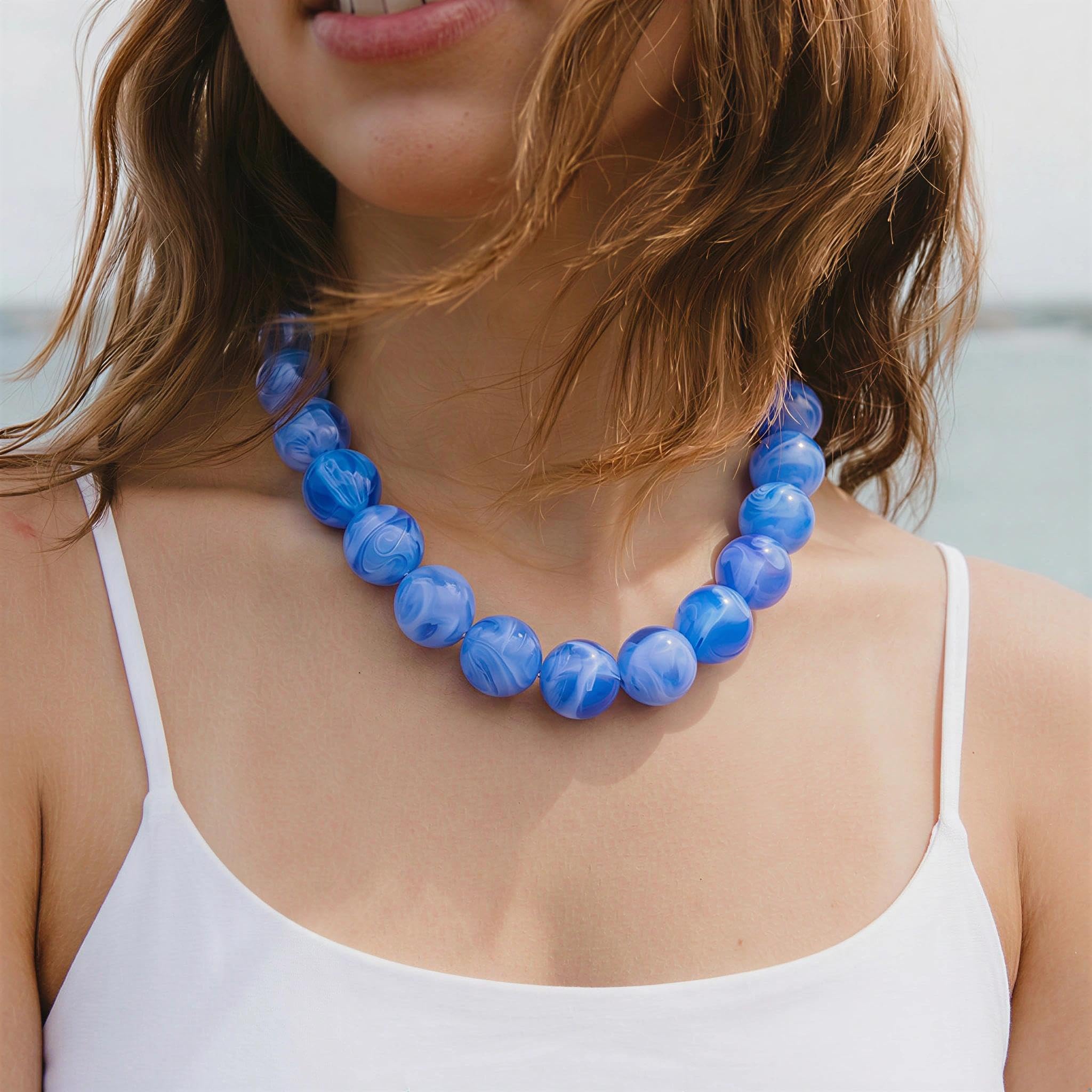 LILIE&WHITE Colorful Chunky Bead Necklaces For Women Trendy Boho Collar Statement Necklace Choker Summer Beach Jewelry Birthday Gift For Her
