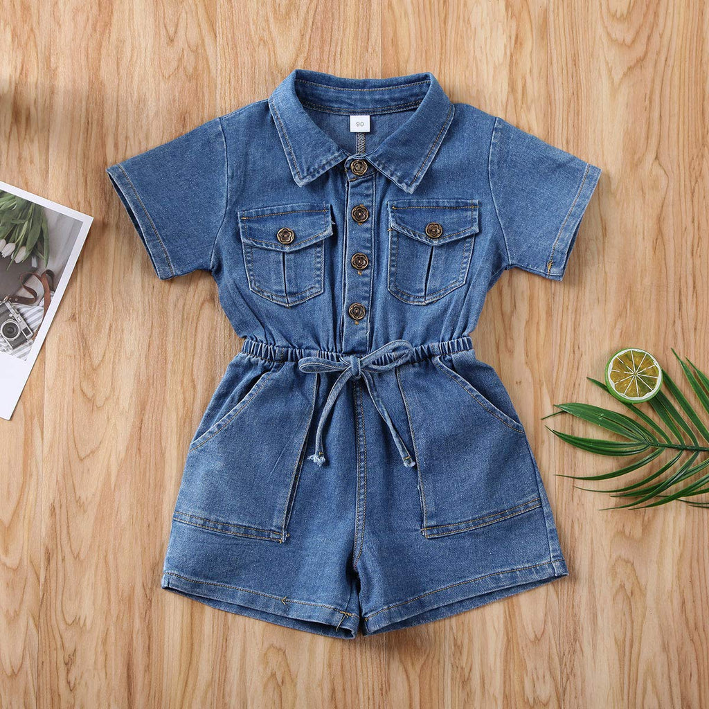 Summer Toddler Girl Jumpsuit Shorts Little Girl Overalls Clothes Baby Jean Romper Jumpsuit One Piece Outfit