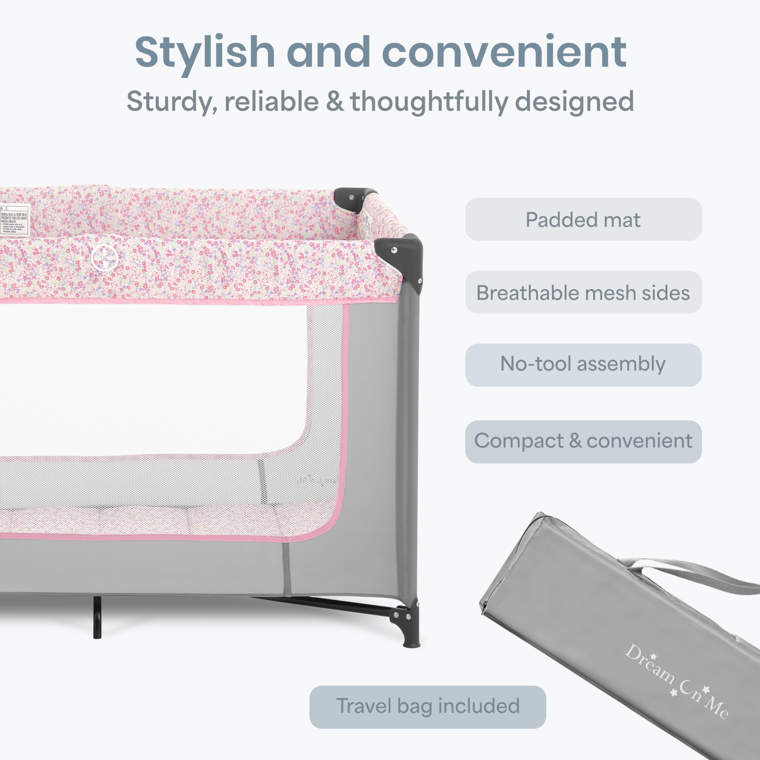 Dream On Me Zodiak Baby Playard, Breathable Mesh Sides, Soft Comfortable Mattress, Quick & Easy to Fold with Travel Carry Bag, Compact Space Saving Design - Cool Grey