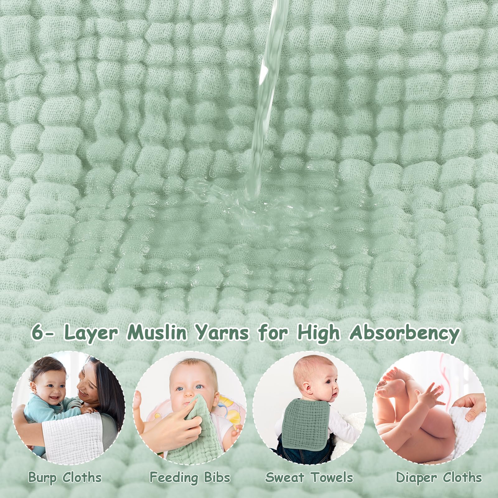Looxii Muslin Burp Cloths Baby Girl 6 Pack - 20" x 10" - Ultra Soft & Absorbent, 6-Layer 100% Cotton for Spit Up & Drool- Gentle Baby Burping Cloth, Newborn Essentials Shower Gift Girl, Gradient Pink