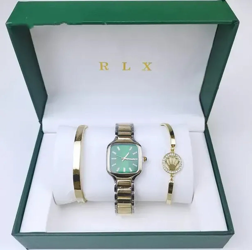 3Pcs Set Watch Luxury Designer High Quality Women Pink Dial Hollow Strap Fashion Gold Bracelet Quartz Wristwatch Student Ladies Watches Reloj Mujer with Box A3269
