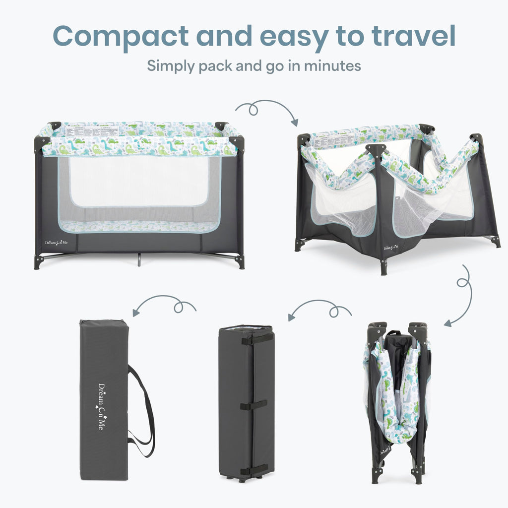 Dream On Me Zodiak Baby Playard, Breathable Mesh Sides, Soft Comfortable Mattress, Quick & Easy to Fold with Travel Carry Bag, Compact Space Saving Design - Cool Grey