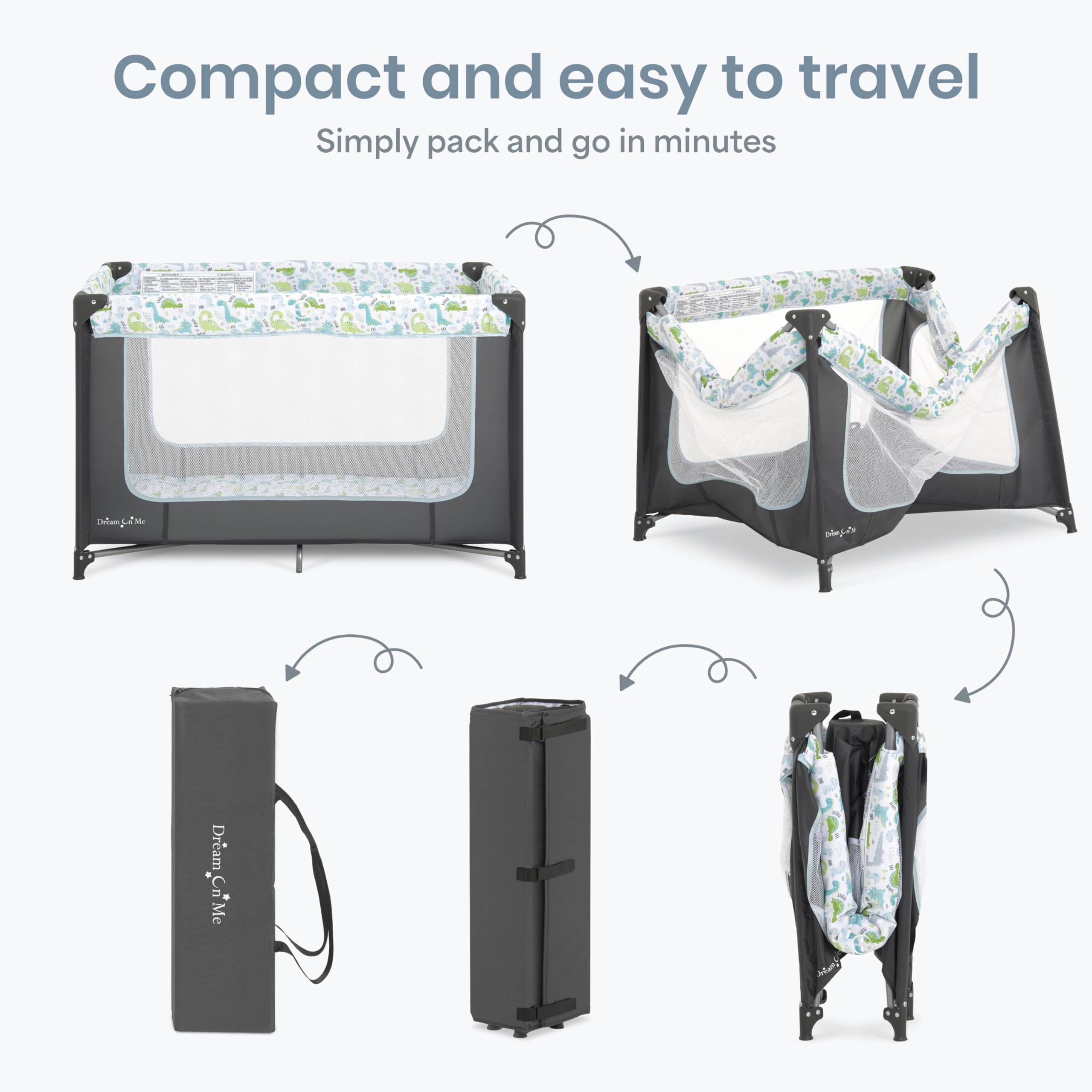 Dream On Me Zodiak Baby Playard, Breathable Mesh Sides, Soft Comfortable Mattress, Quick & Easy to Fold with Travel Carry Bag, Compact Space Saving Design - Cool Grey